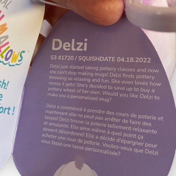 Squishmallows Delzi Donkey Floral Flowers Purple Clip Spring Easter NWT - Picture 3 of 3